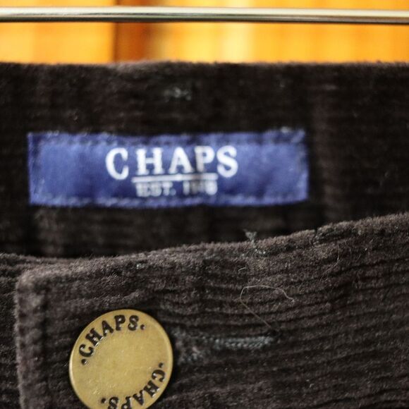 Chaps Dark Brown Corduroy Straight Leg Pants 12 - Picture 3 of 11